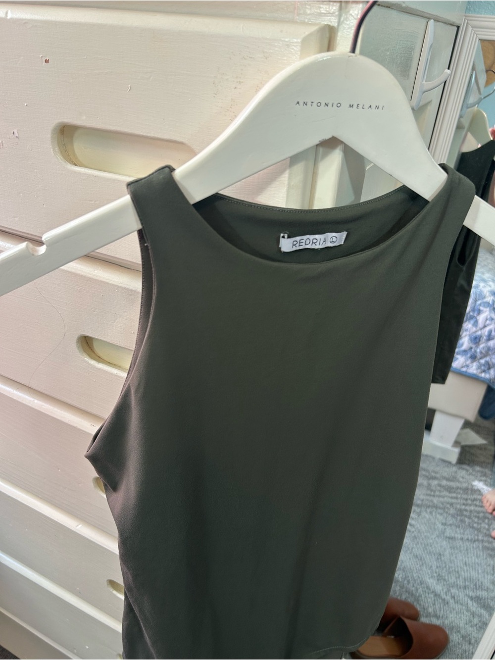 Olive Green sculpting Tank Bodysuit Layering Summer Deep Sage High Neck Stretch✨ - Picture 2 of 7